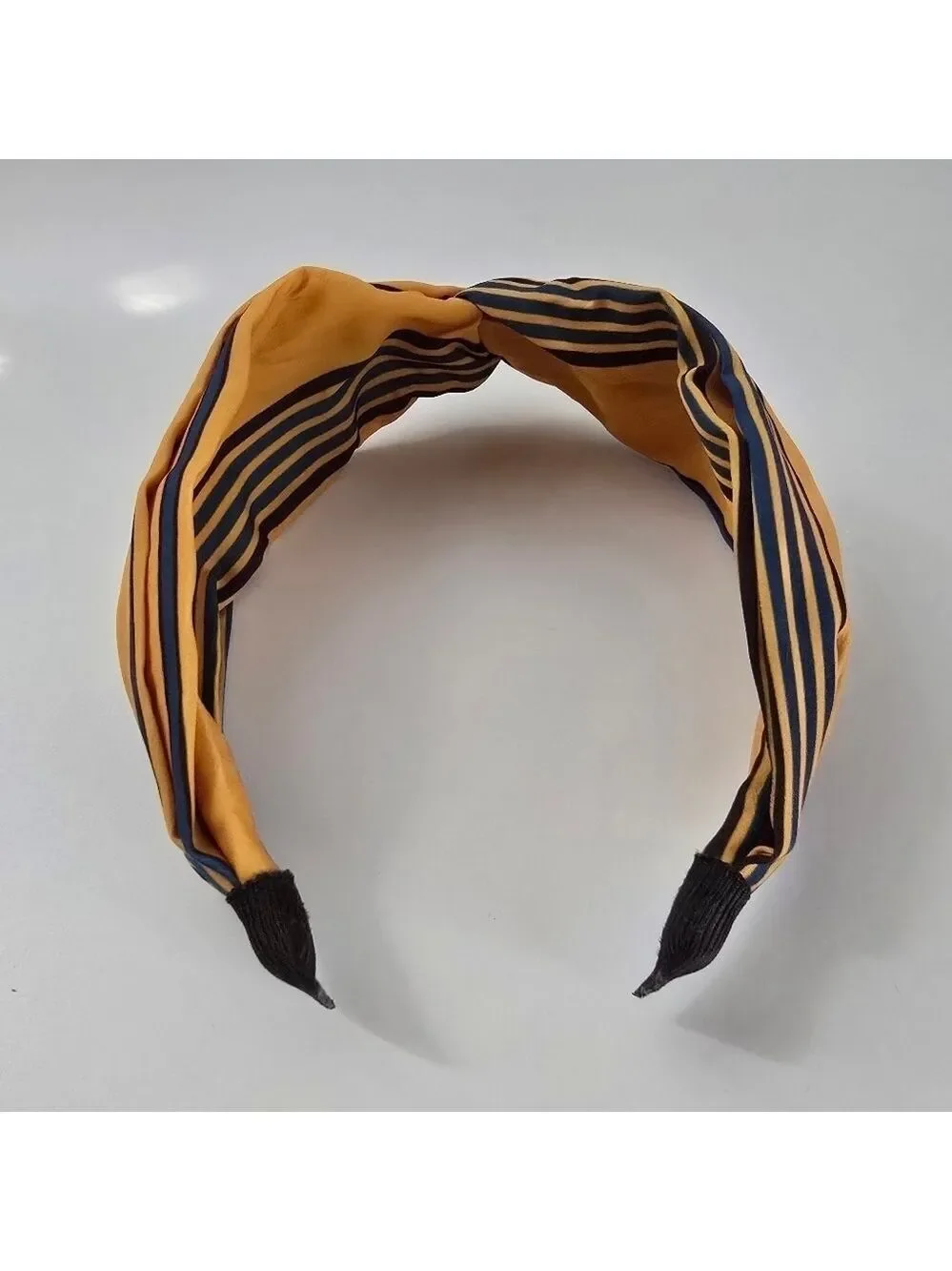 NEW Yellow Navy Blue Stripe Fabric Knot Headband